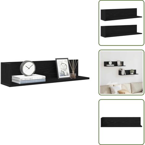 Wandregale 2 Stk. Schwarz 75x16,5x16,5 cm Holzwerkstoff - Wandregal - Wandregale - Schwebendes Regal - Schweberegal (1/5)