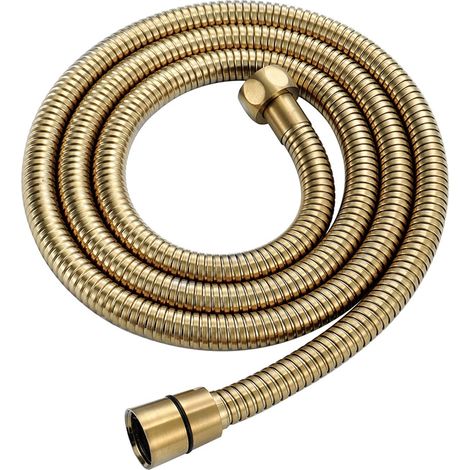 Tuyau de Douche Extensible 1.5M Universel en Acier Inoxydable - Anti-Explosion, Anti-Torsion, Anti-Corrosion - Finition Titane Brossé Or (1/5)