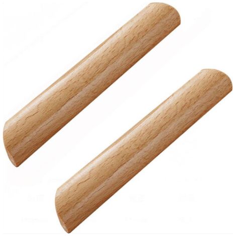 Lot de 10 poignées de placard en bois de hêtre Forme éventail Entraxe 160mm Vis incluses Largeur 26mm (1/4)