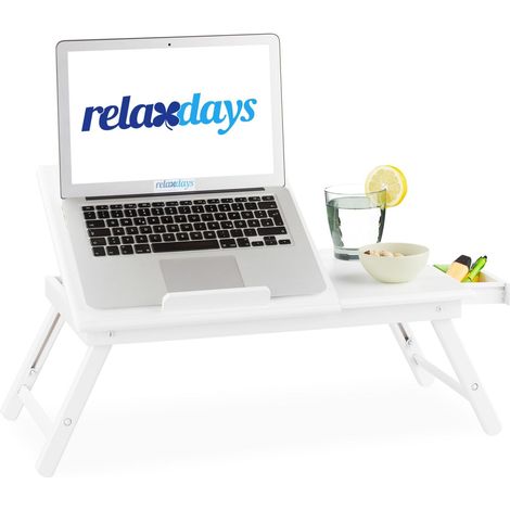 Mesa para portatil en bambu blanco