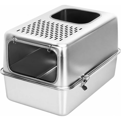 Closed Litter Box, Easy Cleaning, Front Opening with Rim, 60 × 40 × 35 cm (1/5)