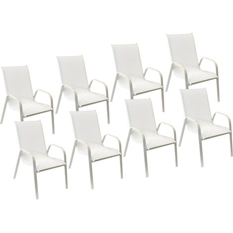 Set di 8 sedie MARBELLA in textilene bianco - alluminio bianco (1/4)
