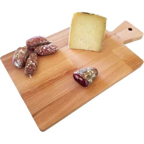 TrAdE Shop Traesio - Tagliere Vassoio Piano Di Lavoro In Legno Di Faggio Con Manico 41x23cm Cucina - (1/3)