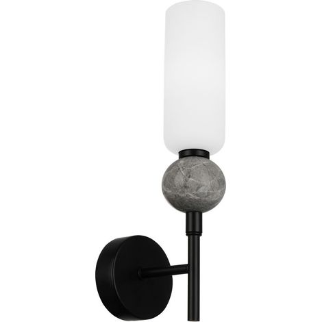 Applique murale Santos noire verre, globe blanc, G9 (1/3)