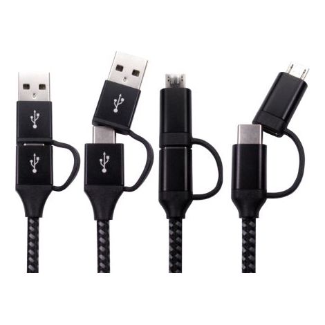 Câble USB RS PRO vers USB A, USB C, 1.5m, Noir ( Prix pour 1 )