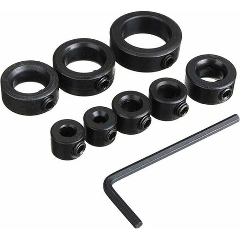 Butée de Profondeur, Butées de Profondeur de Forage, Colliers D'arrêt de Profondeur, 8 pcs Butée de Profondeur Colliers, Anneau Positionneur avec clé Hexagonale, 3-16 mm (1/5)