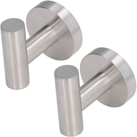 Set mit 2 runden Wandhaken aus gebürstetem Edelstahl für Badezimmerhandtücher und Bademäntel, platzsparend und rostfrei. (1/5)