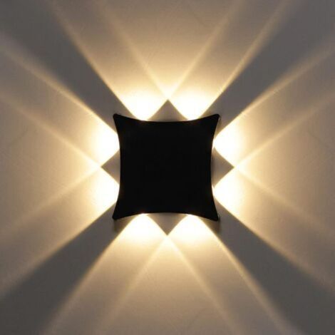 8W Modern LED Wall Light, IP65 Waterproof Aluminum Indoor/Outdoor LED Wall Lamp for Bathroom, Living Room, Bedroom, Hallway, Staircase, Entrance, Porch (Black)