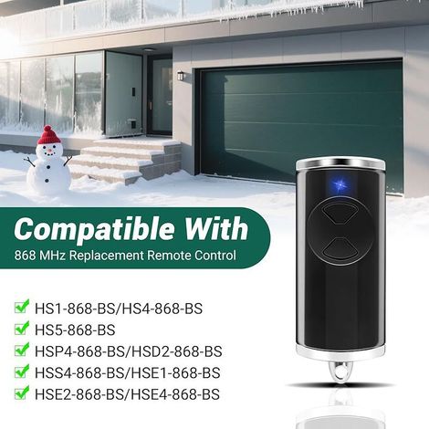 1 Ersatz-Handsender HSE2-868-BS für Garagentore, kompatibel mit dem Handsender HSE2 868-BS, 2 Kanäle, 868,3 MHz, blaue LED (1/5)