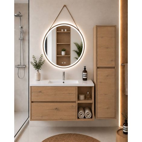 Meuble de salle de bain avec vasque ORIGENBATH ZEUS sans miroir 90x45 cm À droite estepa avec colonne