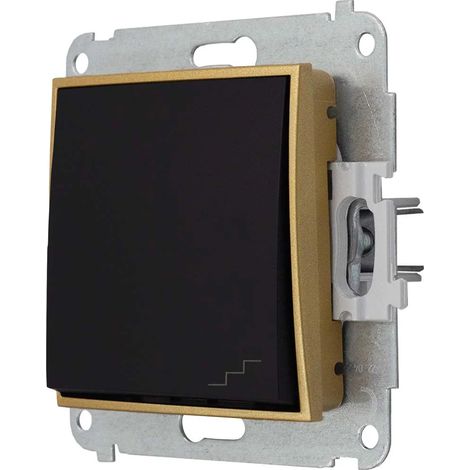 Treppenschalter ohne Rahmen Karlik Mini, matt schwarz/gold (1/4)