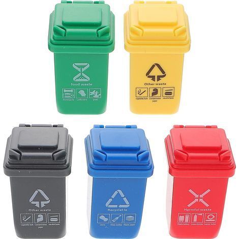 couvercles de poubelle pour maison de poupée, mini poubelle de tri, jouet poubelle (1/5)