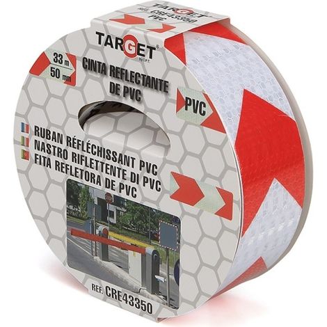 Cinta adh 50mmx33mt señalizacion target pvc ro/bco reflectan