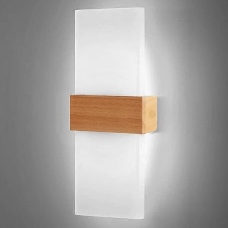 Applique Murale LED Bois Acrylique Moderne Lampe Murale Intérieure Lumière Blanc Chaud pour Salon Chambre Couloir Escalier Bureau Design Bois de Hêtre Éclairage Décoratif Maison (1/5)