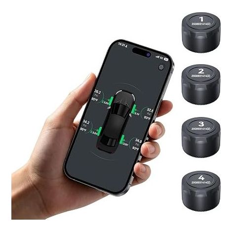 Bluetooth Tire Pressure Monitoring System with 4 External Sensors, Bluetooth Tire Pressure Sensor (1/5)