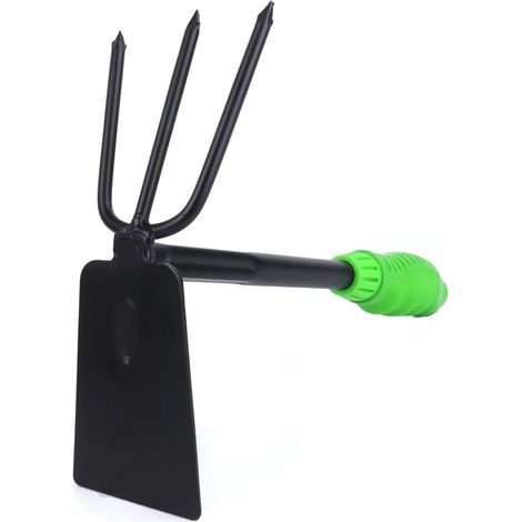 Houe de jardin avec râteau - Outil de jardinage, 3 dents, acier robuste, design ergonomique pour une manipulation facile et une meilleure efficacité au travail