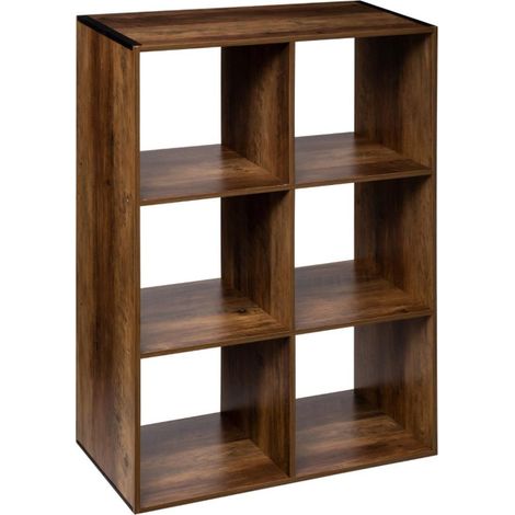 5Five Simply Smart – Étagère 6 cases Mix n'Modul 100cm – Panneaux de particules – Forme rectangulaire – Couleur marron – À monter soi-même (1/2)