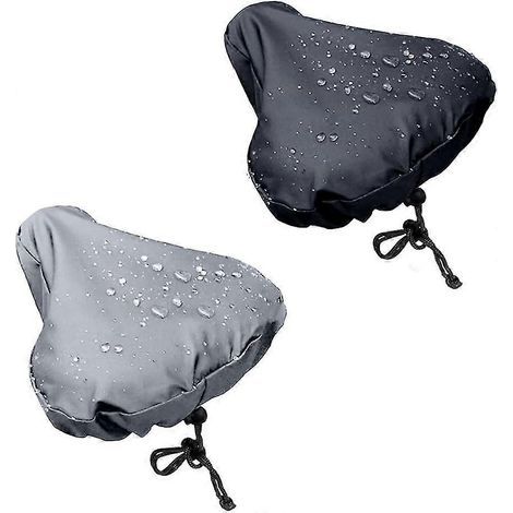 Housse de selle de vélo imperméable Protege Selle De Velo Rain en noir et gris pour protéger votre selle de vélo. (1/5)
