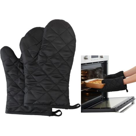 Lot de 2 Maniques Résistantes à la Chaleur, Gants de Cuisine Épais pour Pâques et Carnaval, Protection Four et Barbecue pour Repas de Fête, Accessoire Cuisson Antidérapant Noir (1/5)