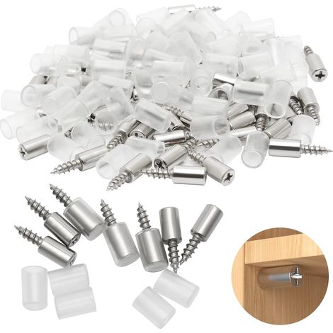 Lot de 64 supports d'étagère, vis autotaraudeuses, supports de sol pour étagères, armoires (1/5)