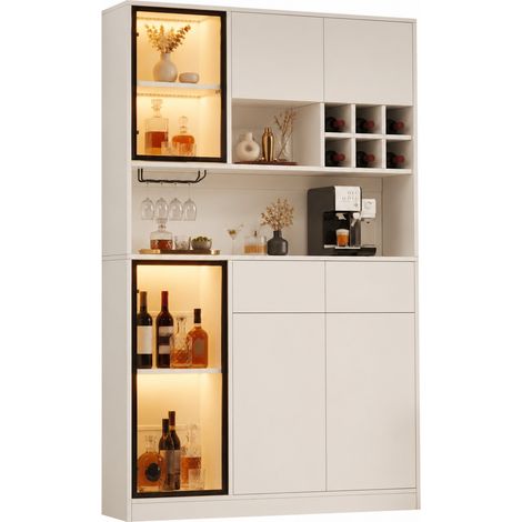 Vetrina alta 120x33x200 cm in legno bianco con contenitore FloraGrace (1/5)