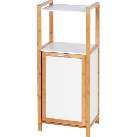 Étagère avec Panier à Linge - Étagère de Salle de Bain avec Panier à Linge Capacité: 30 l, Bambou, 40 x 95 x 30 cm, Marron (1/5)