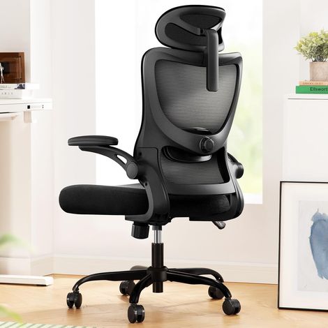 Chaise de Bureau Marsail Ergonomique Réglable en Hauteur, Inclinable Support Lombaire & Tête Roues Silencieuses Charge Max 136kg Idéale Bureau & Home-Office