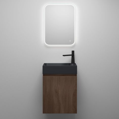 Mai & Mai Badmöbelset Badezimmermöbel bestehend aus Waschbecken LED-Spiegel und Waschbeckenunterschrank in Eiche Stirling, BTH: 46x26x63cm Pisa (1/5)