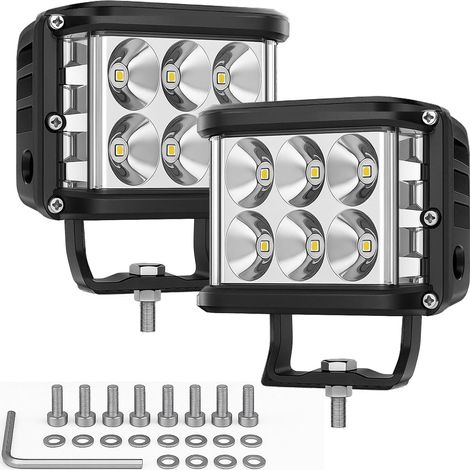 2P Phare LED 4 Pouces 60W faisceau Flood 12V, adapté bateau, tracteur, SUV 4x4 (1/5)
