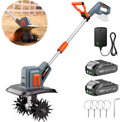 Motoculteur électrique, 360 tr/min, excavateur de sol avec 48 lames en acier, pour les travaux agricoles, comprend une batterie de 2000 mAh. (1/5)