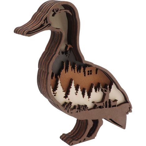Ornement artisanal en bois, gravure 3D, statue d'animal, figurine sculptée en bois, canard sauvage, pour décoration de bureau ou de maison (1/5)