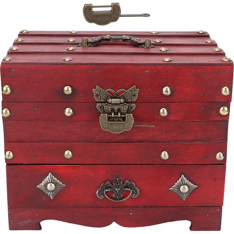 Coffre en bois vintage à charnière en alliage, boîte de rangement décorative pour bijoux, organiseur trésor, cadeau idéal (1/5)