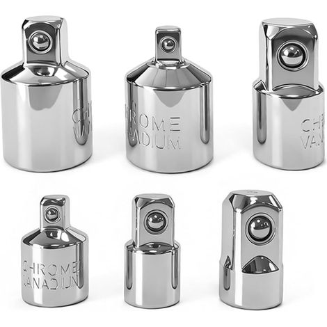 Juego de 6 adaptadores para carraca, vasos y destornillador, adaptadores multitamaño 1/4'', 3/8'', 1/2''. (1/5)