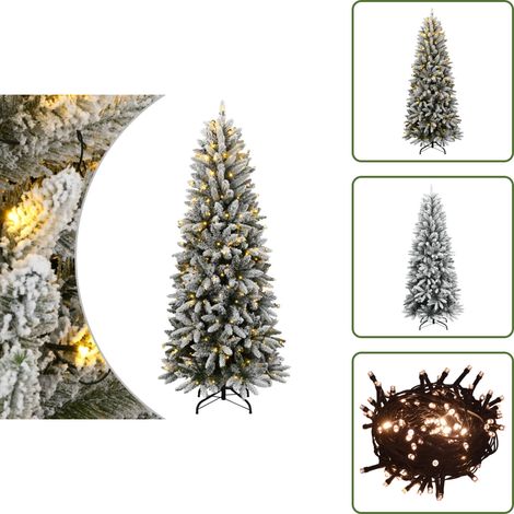 The Living Store Künstlicher Weihnachtsbaum mit Schnee 150 LEDs 120 cm - Künstlicher Weihnachtsbaum (1/5)