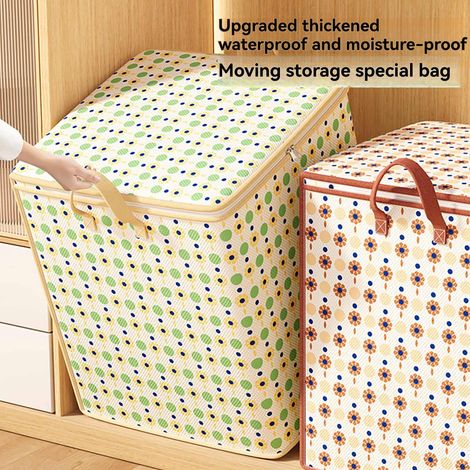 Sac De Rangement - Tissu Non Tissé Épais - Pour Literie Couettes Vêtements - Double Fermeture À Glissière - 60 X 50 X 70 Cm - 220 L - 1 Pièce (1/5)