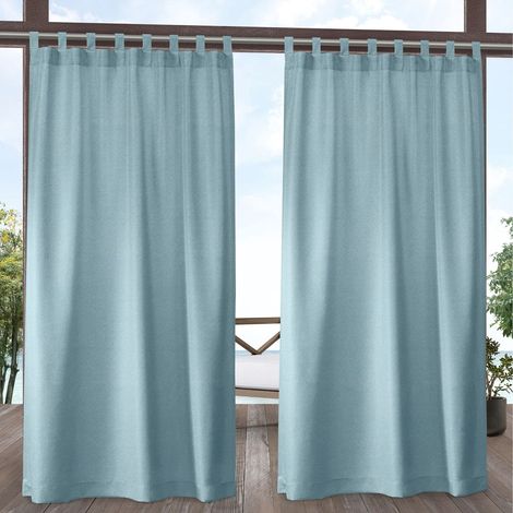 Rideaux Biscayne Intérieur et extérieur Bicolore texturé avec Languette sur Le Dessus 54 x 96 cm Bleu Piscine (1/5)