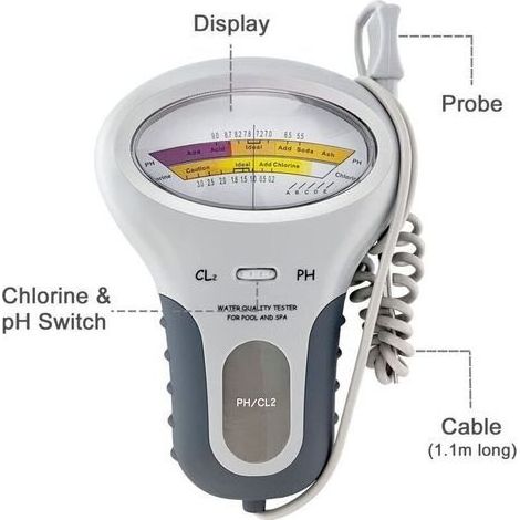 Tester di pH e cloro, misuratore di pH e cloro, tester 2 in 1 per la qualità dell'acqua di piscine, spa, acquari e altre fonti d'acqua, test di pH e cloro per acqua potabile (1/5)