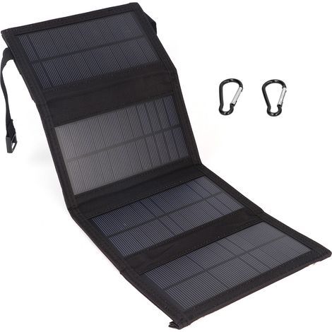 Chargeur portatif pliable de cellules solaires polycristallines de panneau solaire d'USB de 20W pour OutdoorsBlack (1/5)