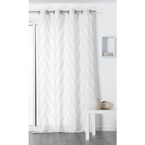 Voilage tendance motif chevrons rayés blanc - 140x280cm - Blanc (1/2)