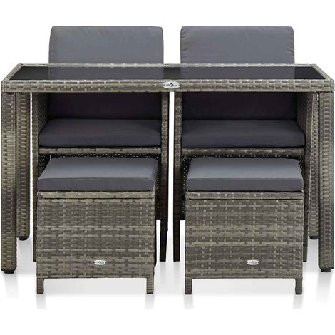 Maison Exclusive - Ensemble à manger d'extérieur 5pcs coussins résine tressée gris (1/5)