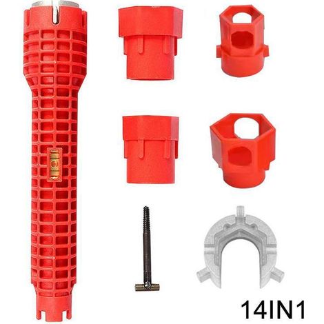 Clé à évier 14 en 1 (1 pièce) - Outil multifonctionnel de réparation de robinetterie, clé à douille magique pour l'entretien des éviers, robinets et tuyaux de la maison