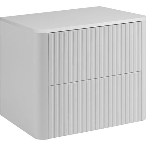 Meuble sous-vasque suspendu LINEA blanc 60 cm avec plan de travail (1/5)