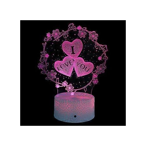 Lampe Illusion 3D, stimmungsvolles Licht für St. Mrs./Valentin, Stromversorgung über Stapel oder USB, 16 Farben, dimmbar, Geschenk für Sie