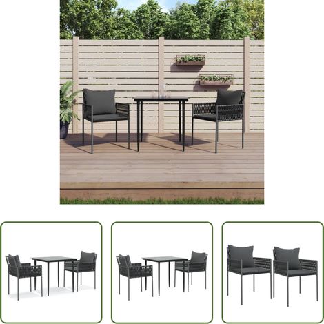 vidaXL Salle à manger extérieure - Ensemble à manger de jardin 3 pcs coussins résine tressée acier (1/5)