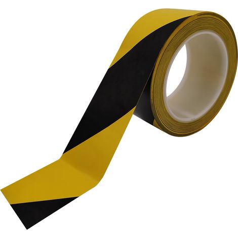 Gefahrenwarnband aus PVC, 4,8 cm x 30 m, schwarz-gelb gestreift, Sicherheitsband für Wände, Böden und Rohre (1/5)