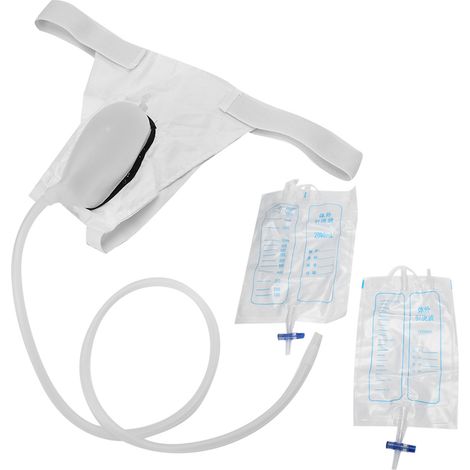 Urinoir réutilisable en silicone avec sac de recueil d'urine pour hommes âgés et patients alités (1/5)