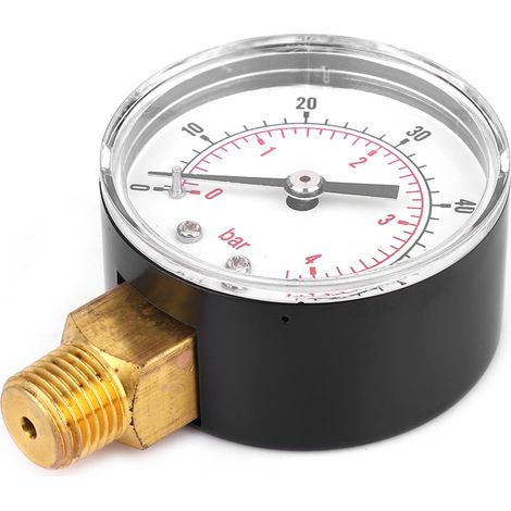 Manometer 50 mm 1/4 BSPT Messinggewinde für Kraftstoff Luft Öl Gas Wasser (0-60 PSI 0-4 Bar) (1/5)