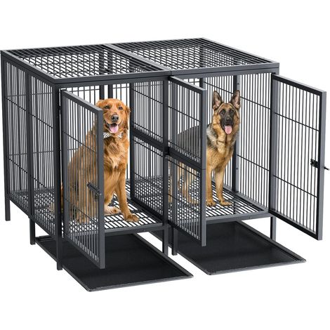 Bingo Paw – Cage pour chien grande taille métal – Enclos intérieur et extérieur XXL – Diviseur amovible – Dimensions 130x100x100cm – Résistante aux morsures (1/5)