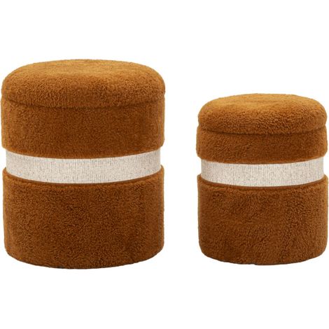 Pouf avec rangement Saint-Moritz marron, lot de 2 pièces, Ø 40 x 47 cm - 32 x 38 cm (1/5)