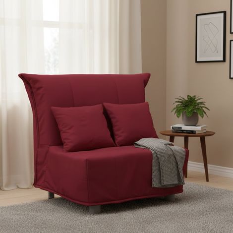 Dmora - Sofa cama Dabargi, Sofá individual, 100% Made in Italy, Sillón de salón con apertura trolley, en tela acolchada, con almohadas incluidas, Cm 85x90h85, Rojo (1/5)